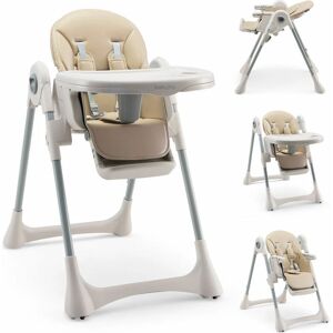 Costway - Adjustable Baby High Chair Foldable Reclining Infant Highchair Removable Trays