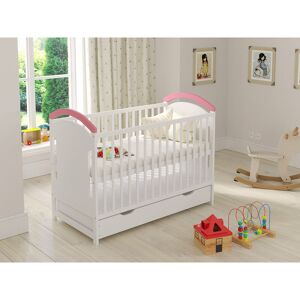 Love For Sleep - Amie Cot Bed 120x60cm with drawer (White/Pink) - White/Pink