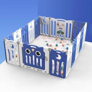 Livingandhome - Kids Child Playpen Foldable Safety Gate Fence with Lock, Blue 16 Panels