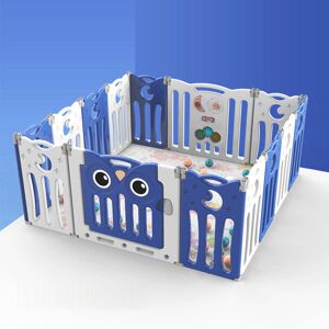 Livingandhome - Kids Child Playpen Foldable Safety Gate Fence with Lock, Blue 14 Panels