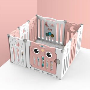 Livingandhome - Kids Child Playpen Foldable Safety Gate Fence with Lock, Pink 10 Panels