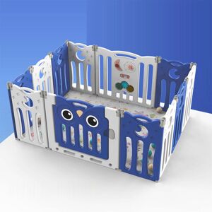 Livingandhome - Kids Child Playpen Foldable Safety Gate Fence with Lock, Blue 12 Panels