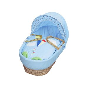 Kinder Valley - Blue Kite Palm Moses Basket With Quilt, Padded Liner, Body Surround and Adjustable Hood