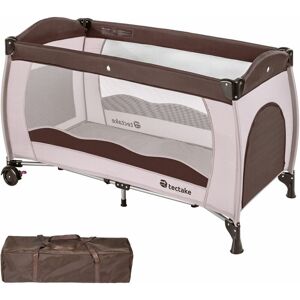 TECTAKE Travel cot for children 126x65x80cm with carry bag - cot bed, baby travel cot, pop up travel cot - coffee - coffee