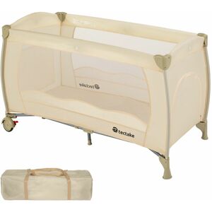 TECTAKE Travel cot for children 126x65x80cm with carry bag - cot bed, baby travel cot, pop up travel cot - beige - beige