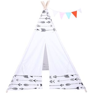 FAMIHOLLD Indian Tent Children Teepee Tent Baby Indoor Dollhouse with Small Coloured Flags roller shade and pocket Arrow Pattern