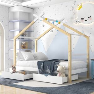 ABRIHOME Kids Single Bed Frames Toddler Beds Storage Underneath 3FT Single Bed with Storage
