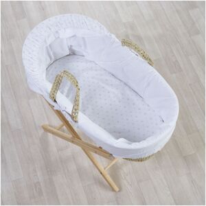 Kinder Valley - Little Star Pink Palm Moses Basket with Folding Stand Natural, Quilt, Padded Liner, Body Surround & Adjustable Hood - White