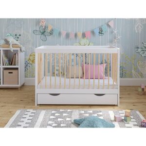 Love For Sleep - Luca Cot Bed 120x60cm with drawer & Aloe Vera mattress (White/Pine) - White/Pine