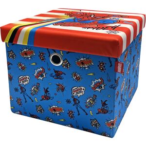Disney Marvel Spider Man Square Ottoman With Storage For Kids, W35 x D40 x H35cm - Blue, white red