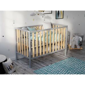 LOVE FOR SLEEP Mason Cot 120x60cm (Grey/Pine) - Grey/Pine