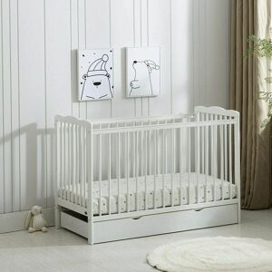 Mcc Direct - mcc Brooklyn Baby Cot Crib with Water repellent Mattress & Wheeled Drawer white