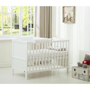 Mcc Direct - mcc Wooden Baby Cot Bed Orlando Top Changer &Aloe Vera Water repellent Mattress white