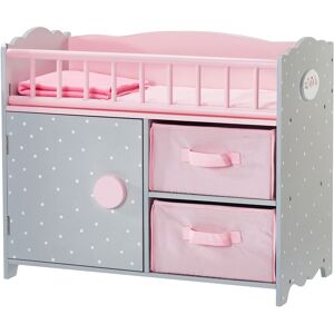 OLIVIA'S LITTLE WORLD Polka Dots Princess Baby Doll Crib with Cabinet and Cubby - Pink/Grey - 54 x 26 x 46 x cm