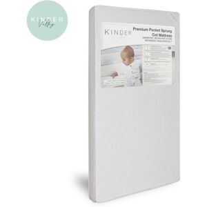 KINDER VALLEY Pocket Sprung Cot Mattress 120cm x 60cm with Water Resistant Hypoallergenic Machine Washable Cover - White