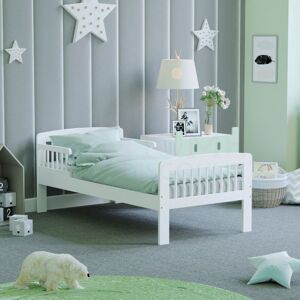 HOME DISCOUNT Scorpio Solid Wood Toddler Bed, White, 140 x 70 cm