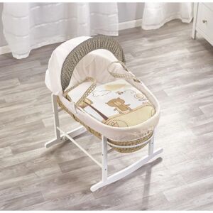 Kinder Valley - Tiny Ted Palm Moses Basket with Rocking Stand White, Quilt, Padded Liner, Body Surround & Adjustable Hood - Cream - Cream