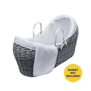 Kinder Valley - White Waffle Pod Moses Basket Bedding Set Dressings with Fleece Lined Coverlet & Full Body Surround - White