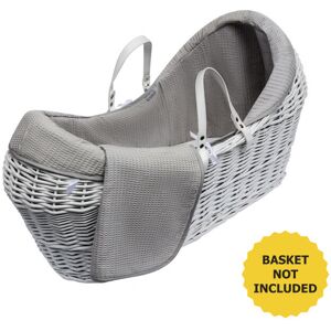 Kinder Valley - Grey Waffle Pod Moses Basket Bedding Set Dressings with Fleece Lined Coverlet & Full Body Surround - Grey