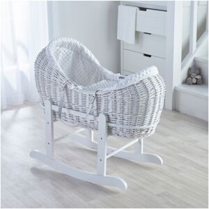 Kinder Valley - White Dimple White Pod Moses Basket with Rocking Stand Deluxe White, Fleece Lined Coverlet & Full Body Surround - White