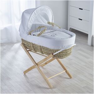 Kinder Valley - White Wish Upon a Star Palm Moses Basket with Folding Stand Natural, Quilt, Padded Liner, Body Surround & Adjustable Hood