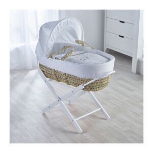 Kinder Valley - White Wish Upon a Star Palm Moses Basket with Folding Stand White, Quilt, Padded Liner, Body Surround & Adjustable Hood