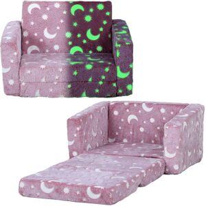 Aiyaplay - Kids Sofa Bed, Folding Toddler Armchair, Glow in The Dark Pink