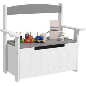 2 in 1 Toy Box for Kids with Safety Lid for Bedroom, Nursery, Grey - Aiyaplay