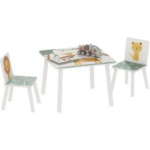 AIYAPLAY 3-Piece Kids Table with 2 Chairs Set for Bedroom, Nursery, Green