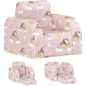 Kids Sofa Bed Folding Toddler Couch Armchair Recliner Pink - Aiyaplay