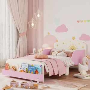 AIYAPLAY Toddler Bed, Sun-Themed Kids Bed Frame with Storage, Pink AIYAPLAY Toddler Bed, Sun-Themed Kids Bed Frame with Storage, Pink