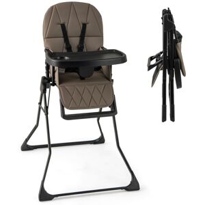 Costway - Foldable High Chair Easy Clean Compact Highchair with Tray-Coffee Costway - Foldable High Chair Easy Clean Compact Highchair with Tray-Coffee