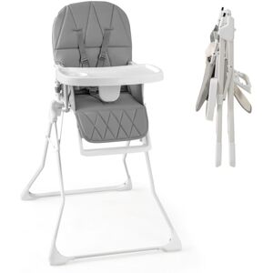 Costway - Foldable High Chair Easy Clean Compact Highchair with Tray-Gray Costway - Foldable High Chair Easy Clean Compact Highchair with Tray-Gray