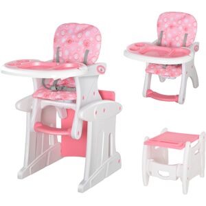HOMCOM 3 in 1 Convertible Baby High Chair Toddler Table Chair Infant Feeding Seat Pink HOMCOM 3 in 1 Convertible Baby High Chair Toddler Table Chair Infant Feeding Seat Pink