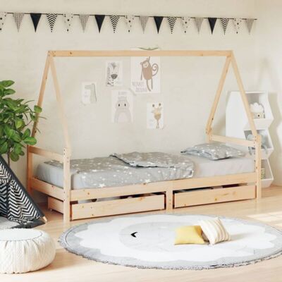 Kids Bed Frame with Drawers 90x200 cm Solid Wood Pine Vidaxl Kids Bed Frame with Drawers 90x200 cm Solid Wood Pine Vidaxl
