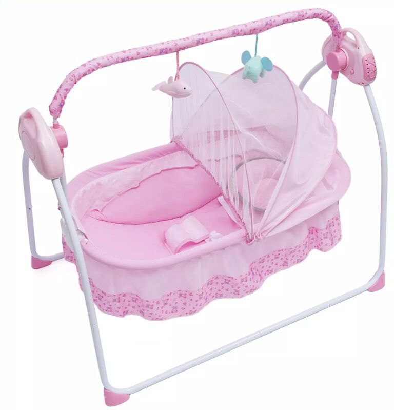 Cncest - 0-25Kg Electric Baby Crib Cradle Music Infant Auto-Swing Bed Rocker 5-Speed Adjustable
