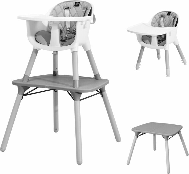 Costway - 4 in 1 Baby Highchair Infant Feeding Seat Kids Table&Chair Set W/Adjustable Tray