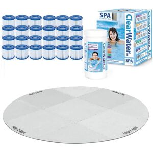 Bestway Lay-Z-Spa Platinum Set - 12 x Filter Packs, Chemicals, Floor Protector, Test strips