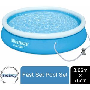 Bestway - Round Kids Inflatable Paddling Pool with Filter Pump, Fast Set, 12 ft