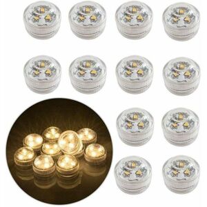 TINOR 12 led Flameless Underwater Tea Lights, Battery Operated Submersible Waterproof Decorative Lighting for Fish Tank/Pond/Swimming Pool/Wedding/Party