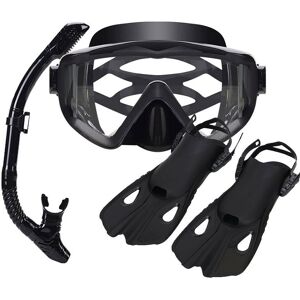 3 in 1 Scuba Set 180° Panoramic View Dive Mask and Snorkel, Leak Proof and Fog Proof, Adjustable Fins, for Adults and Teenagers,S Denuotop