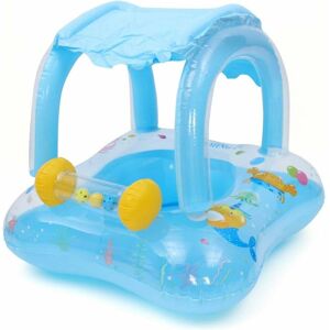 Héloise - Baby Kid Summer Inflatable Pool Seat Boat Type Cartoon Bell with Sun Shade Canopy Swimming Ring Float Floating Pool Toy for Baby 6 Months-6