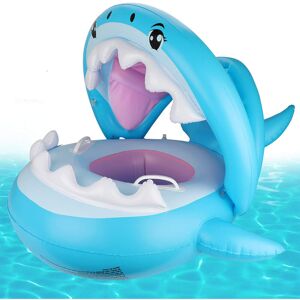 XUIGORT Baby Swim Ring, Baby Swim Seat with Sunshade Canopy Baby Swim Ring with Bells Inside Shark Swim Ring for Kids 6 Months to 36 Months