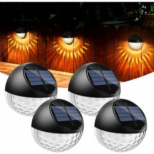 DENUOTOP Set of 4 LED Solar Lights Outdoor Wall Light IP65 Waterproof Decorative Wall Lighting Warm White Light, Wall Fence Lights Patio Garden Front Door