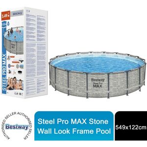 Steel Pro max Stone Wall Look Frame Pool Set with Filter Pump 549x122 cm - Bestway