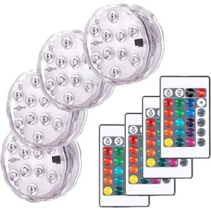 AOUGO Decorative Colorful Landscape Lights Waterproof led Lighting Set of 4 Submersible rgb Multicolor Lights with Remote Controls, Ideal for Aquarium