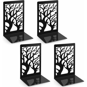 Denuotop - 2 Pairs of Bookends, Metal Bookends for Home, Office and School - Black