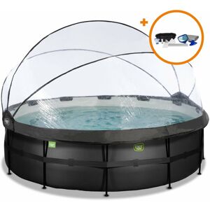 EXIT TOYS Exit Black Leather pool ø488x122cm with sand filter pump and dome and accessory set - black