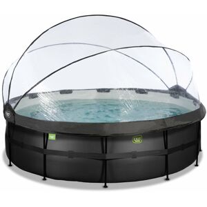 EXIT TOYS EXIT Black Leather pool ø488x122cm with sand filter pump and dome - black - Black