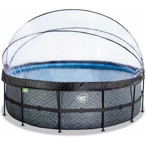 EXIT TOYS Exit Stone pool ø450x122cm with sand filter pump and dome - grey